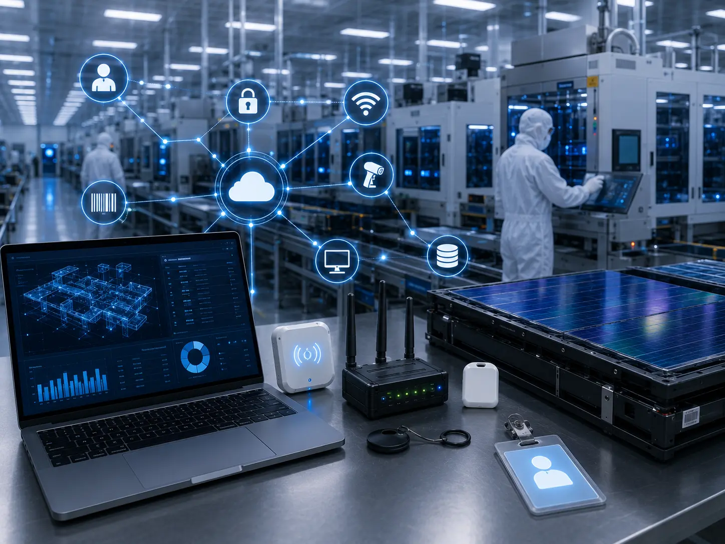 Technician monitoring device and sensor infrastructure in a display fabrication facility